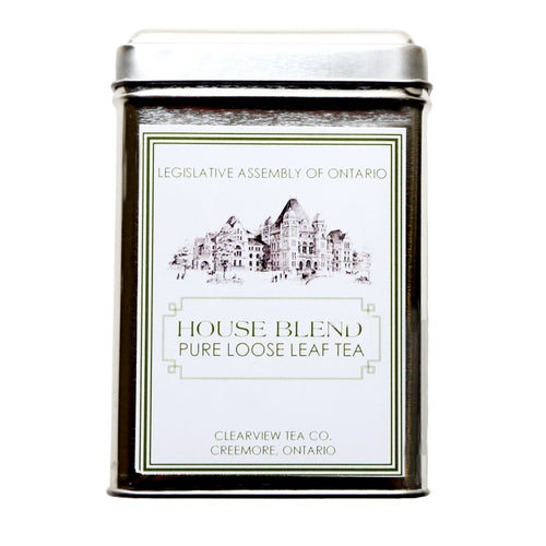 Tin of loose leaf tea blend
