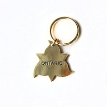 Load image into Gallery viewer, The word Ontario on the back of the trillium keyring